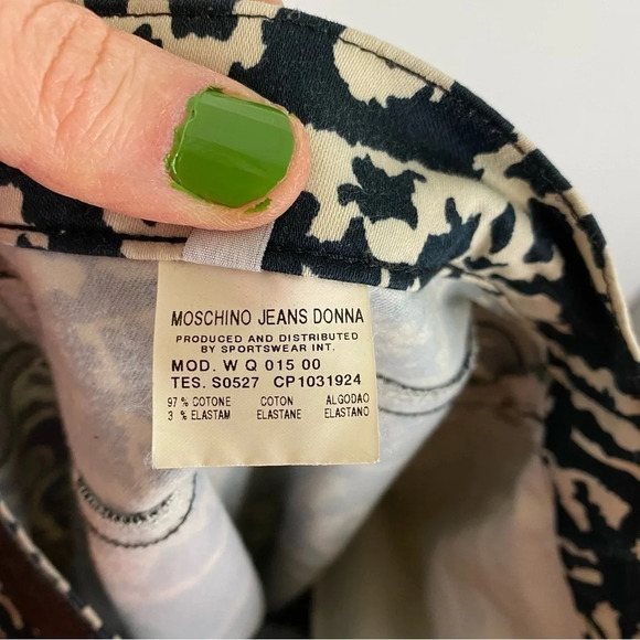 Vintage 90s Moschino Jeans Donna Flare Pants Womens Size 10 Patchwork Print - Picture 11 of 15